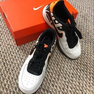 White, Black & Neon Nike Air Force 1's